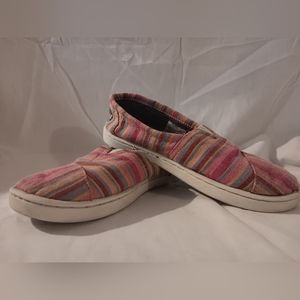 Tom's sz 12.5 multicolored striped Loafers for girls/ kids. USED